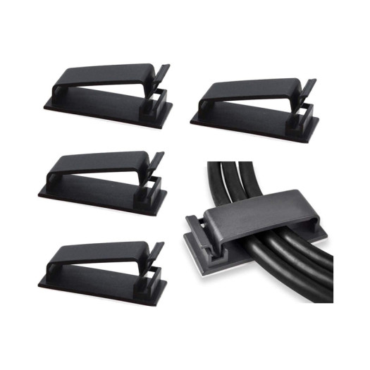 10 pcs Self Adhesive Cable Management Clips F40 (Small) , Cable Organizers Wire Management Multipurpose Wire Clip Clamps for TV Computer Laptop Ethernet Cable Desk Home Office - Black